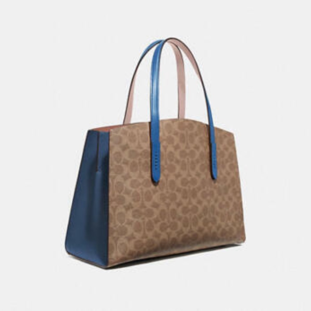 NWT COACH Charlie Carryall in Colorblock Signature Canvas Tote Bag Dark Denim - Picture 6 of 8